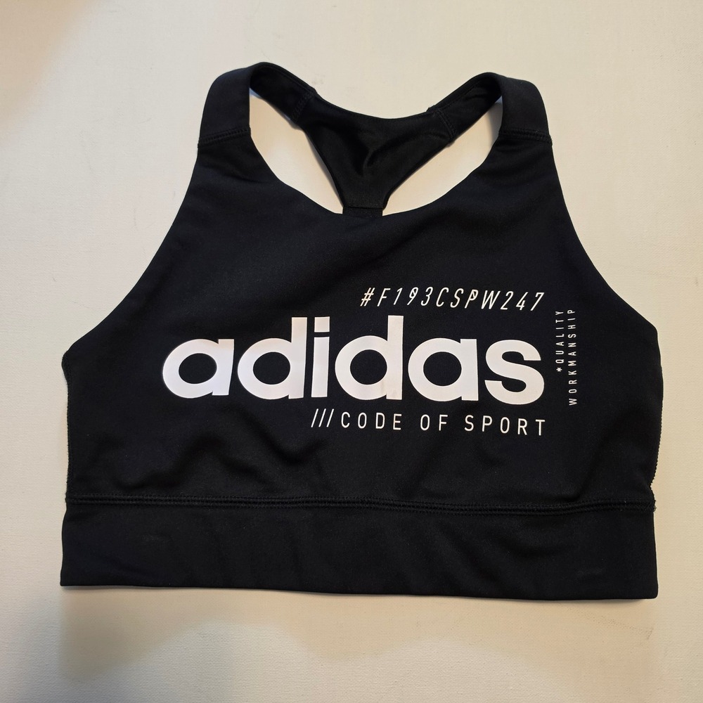 Adidas Code of Sport Climalite Graphic Racerback Sports Bra Black Small S